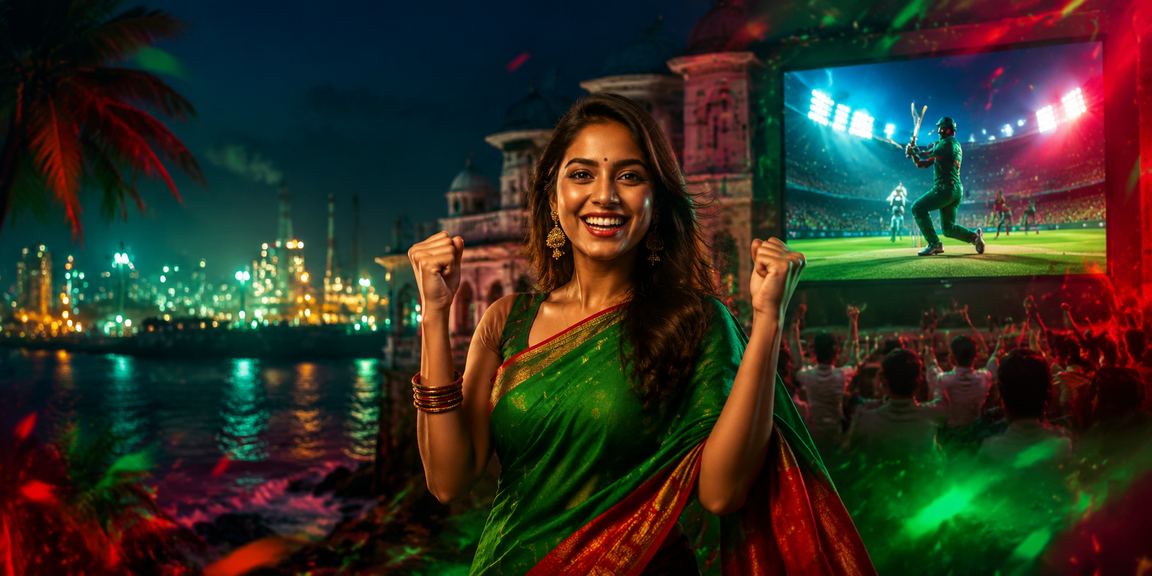 নারায়ণগঞ্জে লাল-সবুজ পতাকার সামনে ক্রিকেট বেটিং উপভোগ করছেন একজন ব্যবহারকারী